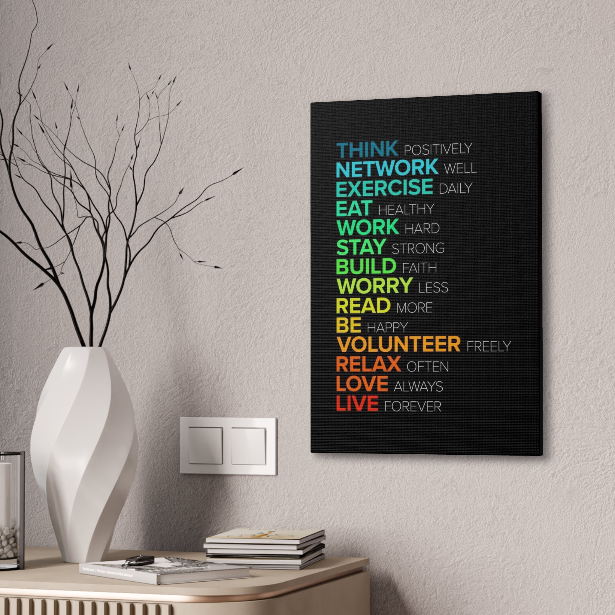 Motivational Daily Habits Canvas Print — Colorful Inspirational Wall Art