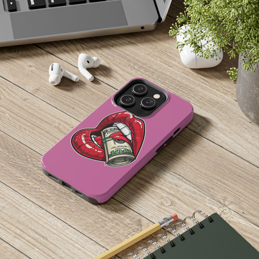 Red Lips Holding Money phone case | Tough Phone Cases