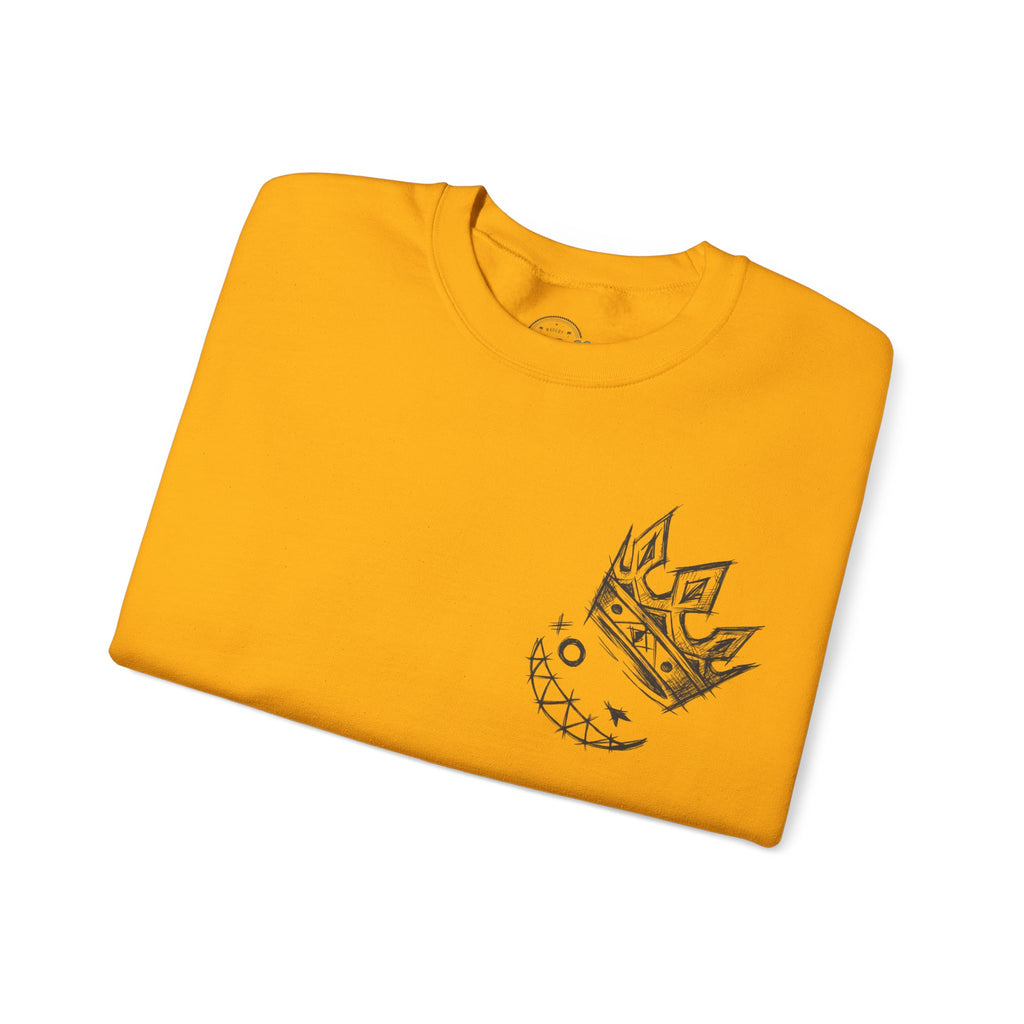 Crowned Grin Crewneck Sweatshirt — Sketch Crown Smile Graphic