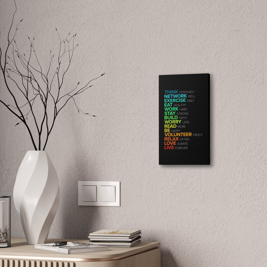 Motivational Daily Habits Canvas Print — Colorful Inspirational Wall Art