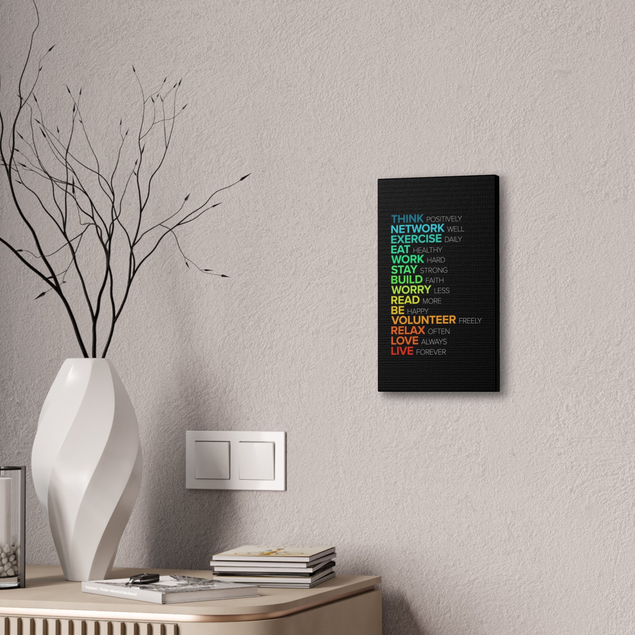 Motivational Daily Habits Canvas Print — Colorful Inspirational Wall Art