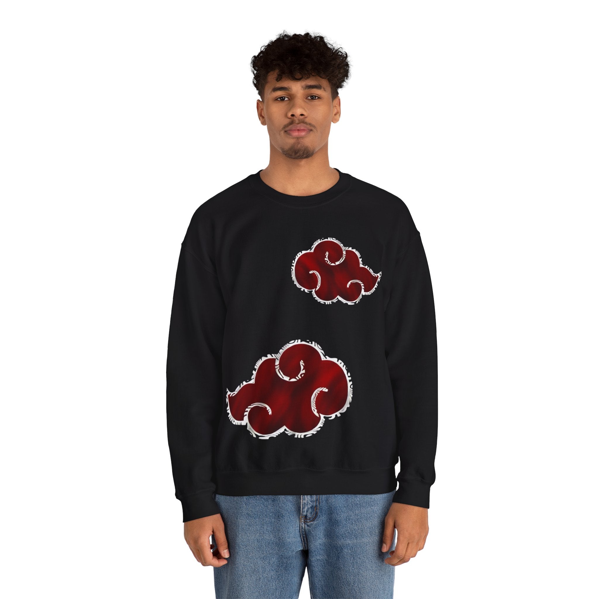 Akatsuki Cloud Crewneck Sweatshirt — Red Ninja Anime Graphic