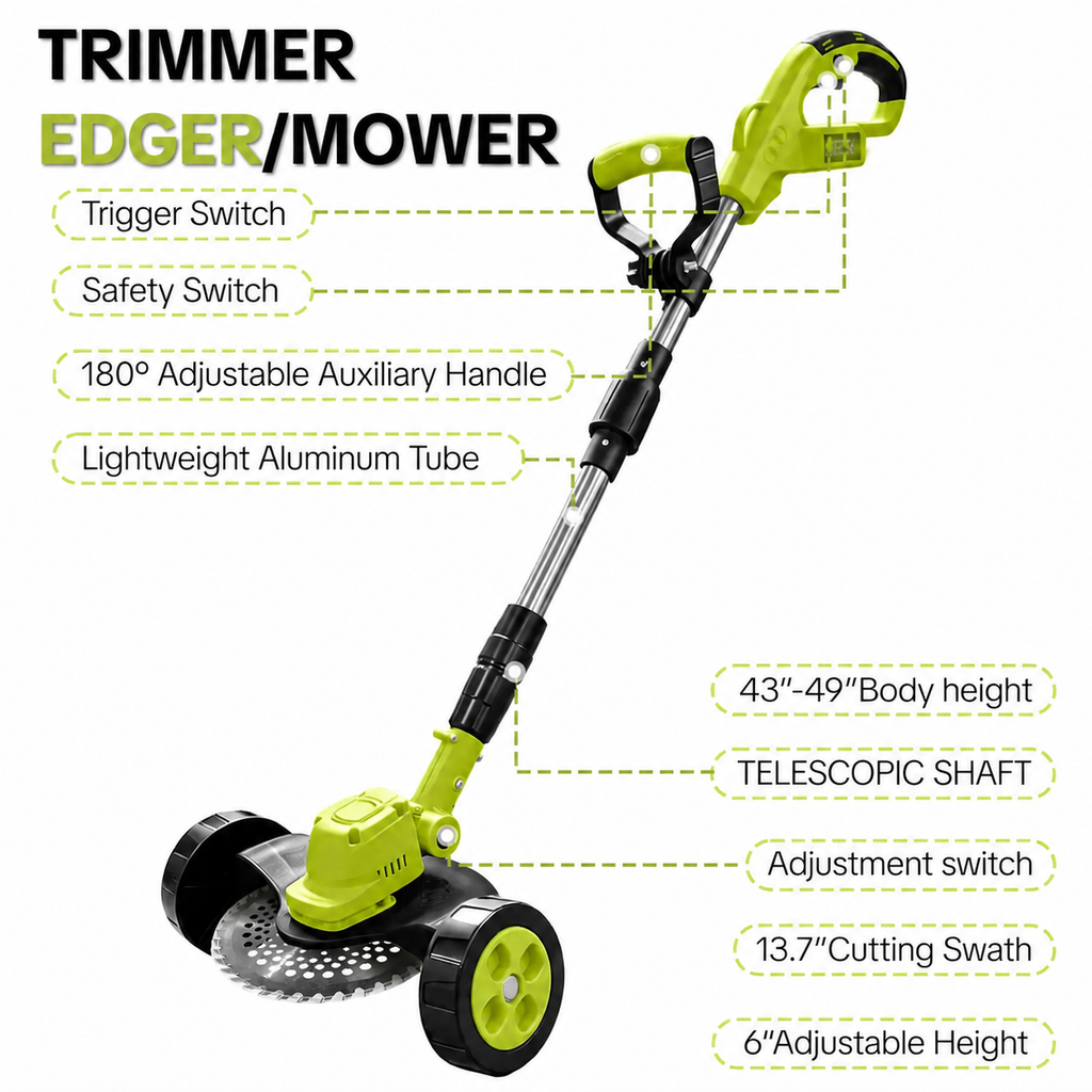 🔥Summer Sale-Cordless 3-in-1 Lawn Mower Tool,21V Cordless Lawn Mower Trimmer