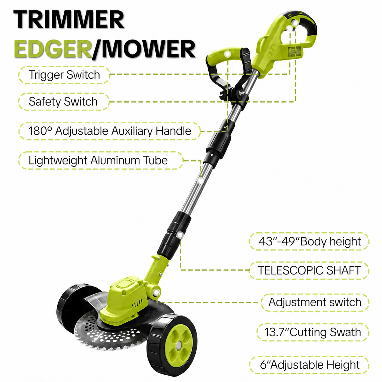 🔥Summer Sale-Cordless 3-in-1 Lawn Mower Tool,21V Cordless Lawn Mower Trimmer