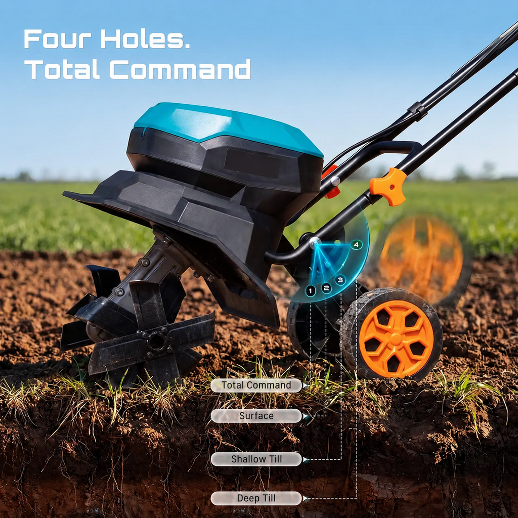🔥Summer Sale-40V Cordless Electric Garden Tiller,Foldable Cordless Rototiller With 2*5000mAh Batteries