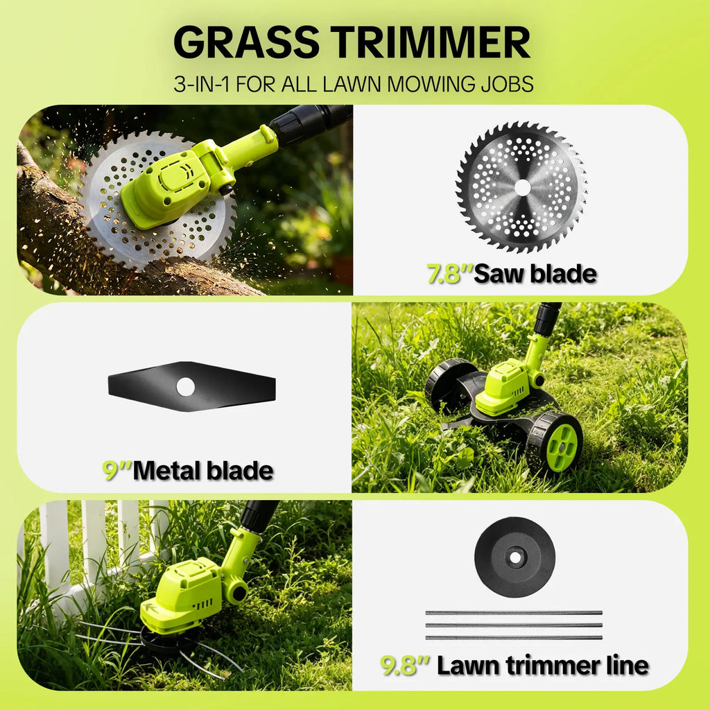 🔥Summer Sale-Cordless 3-in-1 Lawn Mower Tool,21V Cordless Lawn Mower Trimmer