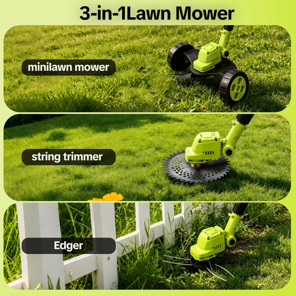🔥Summer Sale-Cordless 3-in-1 Lawn Mower Tool,21V Cordless Lawn Mower Trimmer