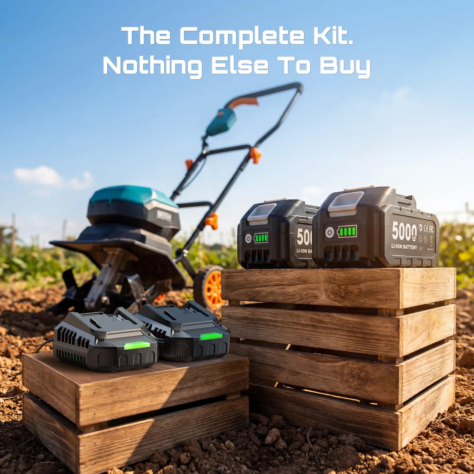 🔥Summer Sale-40V Cordless Electric Garden Tiller,Foldable Cordless Rototiller With 2*5000mAh Batteries