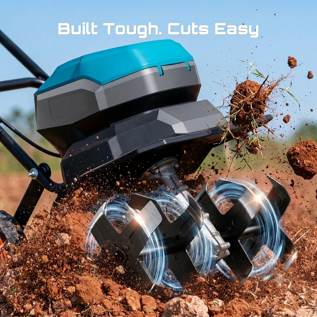 🔥Summer Sale-40V Cordless Electric Garden Tiller,Foldable Cordless Rototiller With 2*5000mAh Batteries